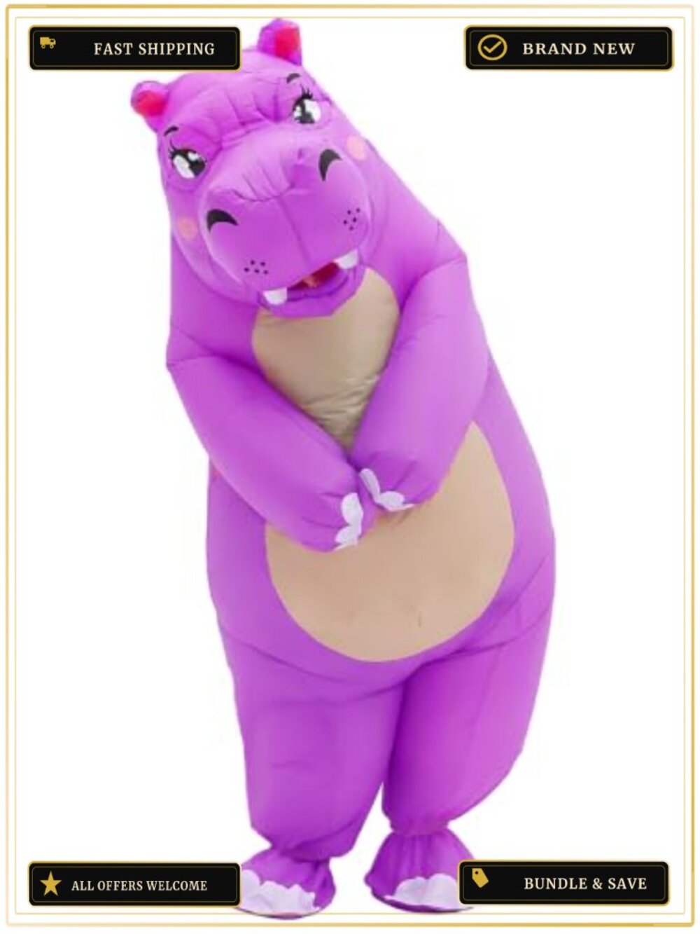 Inflatable Hippo Costume Adult Full Body Blow Up Animal Suit Halloween Cosplay